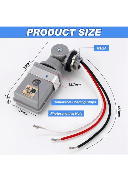 2 Paket Döner Monte Fotokontrol Açık Fotosel Sensörü Köklü Dış Işıklar Için Fotoğraf Hücre Sensörü (Yurt Dışından) fırsatları
