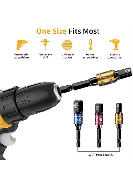 1/4 Hex-Şeytan Bit Tutucu Anahtar A Gadgets 3pc 1/4in 3/8in 1/2in Matkap Soket ADAPTÖRÜ+105 ° Sağ Açılı Matkap Eki (Yurt Dışından) indirimleri
