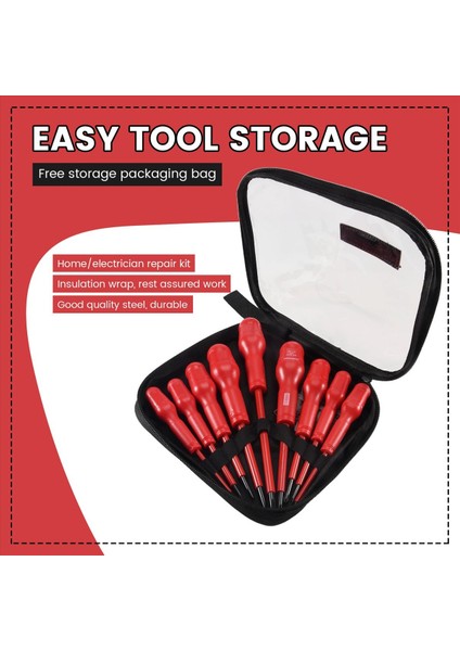 Penggong 9 x Yalıtımlı Tornavida Set Elektrikçi Özel Manyetik Hassasiyet Cr-V Yüksek Voltaj 1000V Slotlu Phillips El Aletleri (Yurt Dışından) fırsatları