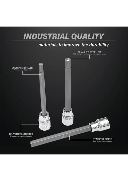 Ekstra Uzun Hex Bit Socket Seti 7 Parça H3-H10 Cr-V 3/8inch 110MM Uzunluk (Yurt Dışından) fırsatları