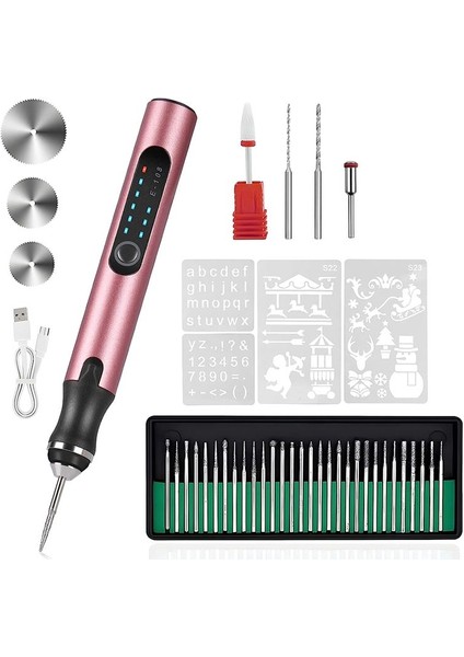 37 Bitli Elektrikli Gravür Kalemi Şarj Edilebilir Kablosuz Gravür Makinesi Ahşap Cam Taş Oyma (Yurt Dışından)
