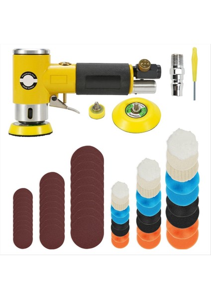 Mini 2 /3 Inç Air Zımpara Pnömatik Parlatıcı Öğütücü Tamponu Çift Oyunculuk Pist Parlatıcısı 80 Yaprak Zımpara Kiti B (Yurt Dışından)