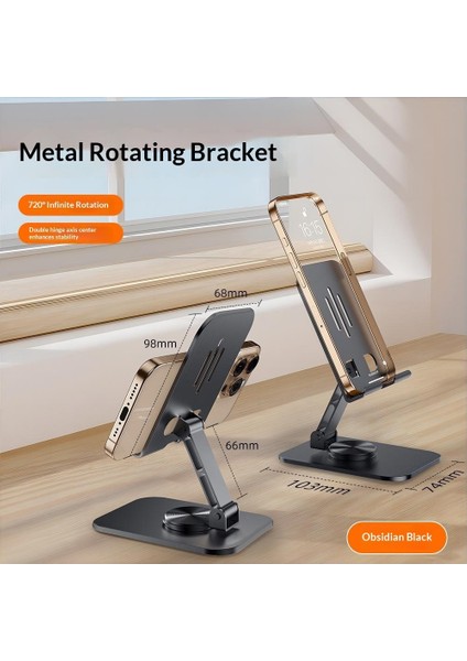 Tam Metal Masaüstü 360 ° Dönebilir Katlanır Braket Alüminyum Alaşımlı Cep Telefonu Tablet Masaüstü Canlı Stand Tembel Insanlar (Yurt Dışından)