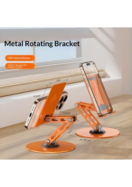 Tam Metal Masaüstü 360 ° Dönebilir Katlanır Braket Alüminyum Alaşımlı Cep Telefonu Tablet Masaüstü Canlı Stand Tembel Insanlar (Yurt Dışından)
