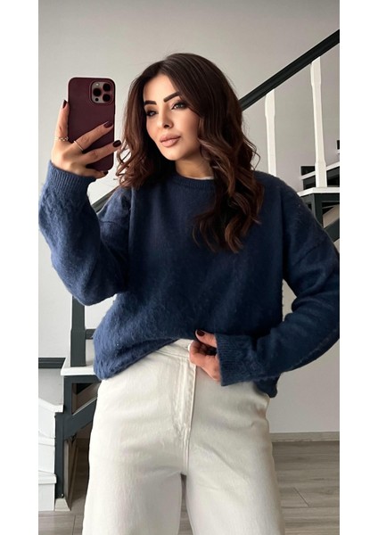 Indigo Kendinden Tüylü Triko Kazak fiyatları