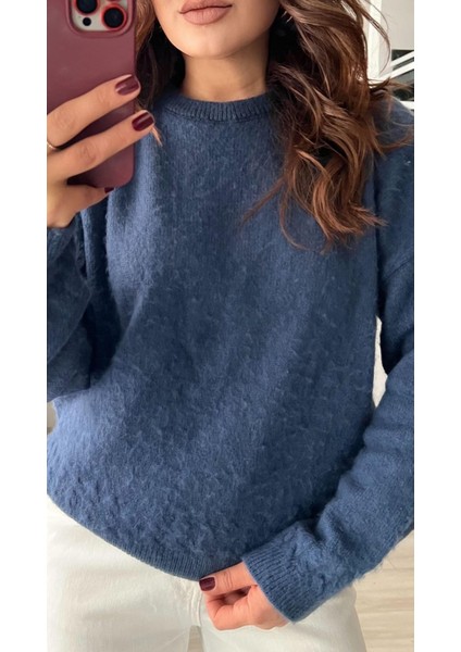 Indigo Kendinden Tüylü Triko Kazak indirimleri