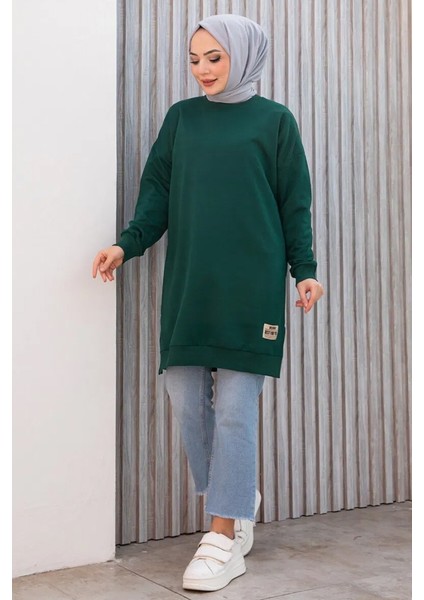 Armalı Yırtmaç Detay Tunik 1657 - Zümrüt Yeşili fiyatları