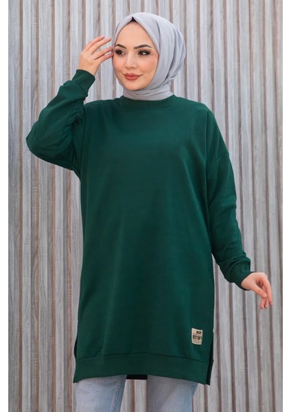 Armalı Yırtmaç Detay Tunik 1657 - Zümrüt Yeşili modelleri