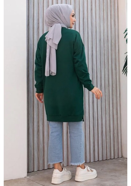 Armalı Yırtmaç Detay Tunik 1657 - Zümrüt Yeşili fırsatları