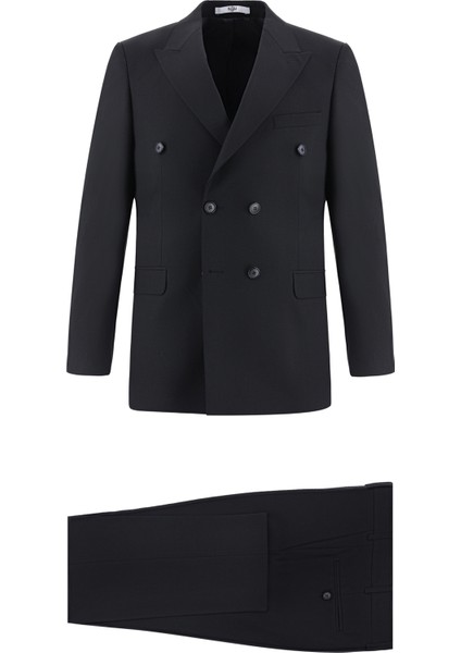 Regular Fit Yünlü Kruvaze Takım Elbise