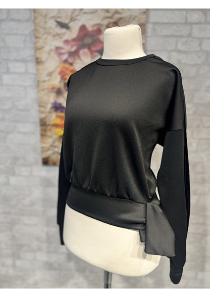 Siyah Parlak Scuba Kışlık Bluz fiyatları