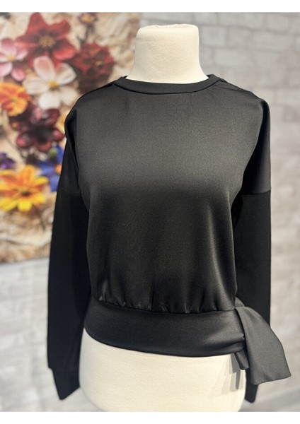 Siyah Parlak Scuba Kışlık Bluz modelleri