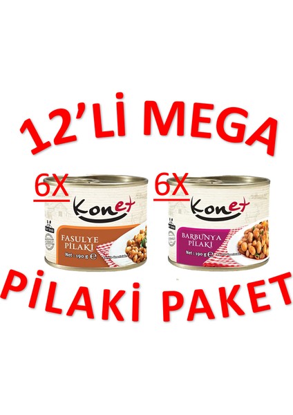 6x2 Mega Pilaki Paket - 6 x Barbunya Pilaki, 6 x Fasulye Pilaki - 12X190GR