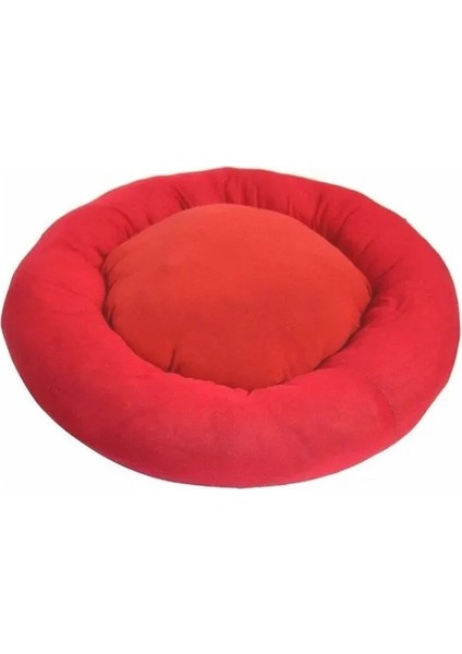 Kedi ve Köpek Simit Yatağı 50 cm Çap Polar Kırmızı