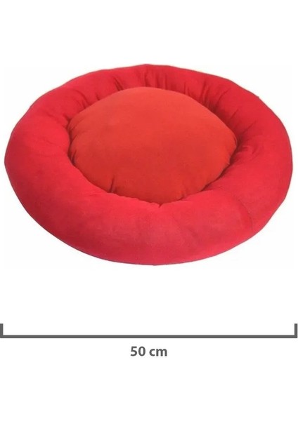 Kedi ve Köpek Simit Yatağı 50 cm Çap Polar Kırmızı fiyatları