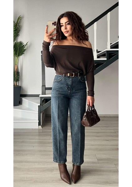 Kahve Modal Düşük Omuz Bluz fiyatları