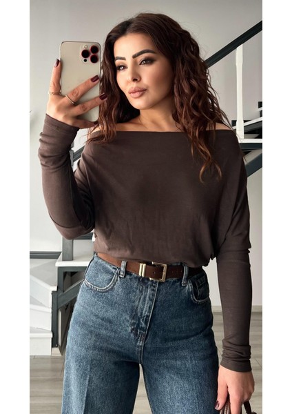 Kahve Modal Düşük Omuz Bluz fırsatları