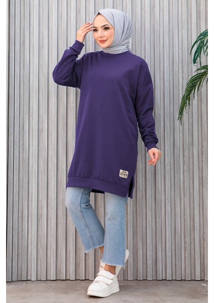 Armalı Yırtmaç Detay Tunik 1657 - Mor fiyatları