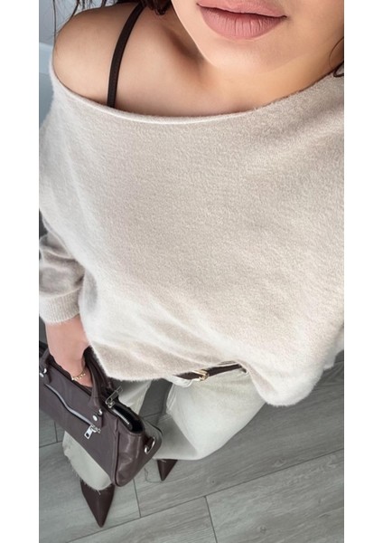 Taş Düşük Omuz Sakallı Kazak indirimleri