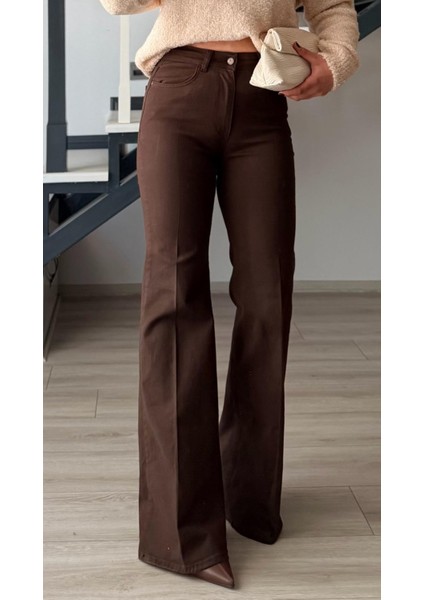 Kahve Likralı Ispanyol Paça Jean fiyatları