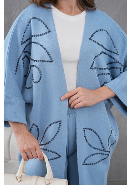 Kadın Bebe Mavisi Triko Taş Işleme Ikili Takım fiyatları