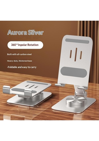 Tam Metal Masaüstü 360 ° Dönebilir Katlanır Braket Alüminyum Alaşımlı Cep Telefonu Tablet Masaüstü Canlı Stand Tembel Insanlar (Yurt Dışından)