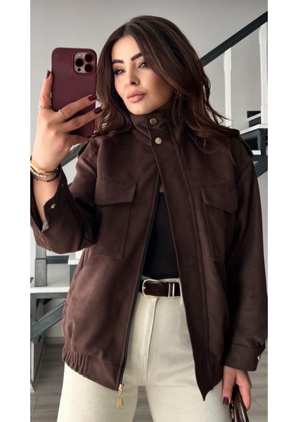 Acı Kahve Süet Bomber Mont modelleri