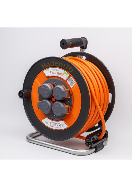 Plastik Makaralı Kablo Uzatma Kablosu % 100 Bakır 40 Metre 3x2.5 mm Termal Sigortalı Seyyar 4 Prizli