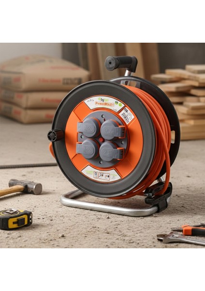 Plastik Makaralı Kablo Uzatma Kablosu % 100 Bakır 40 Metre 3x2.5 mm Termal Sigortalı Seyyar 4 Prizli fırsatları