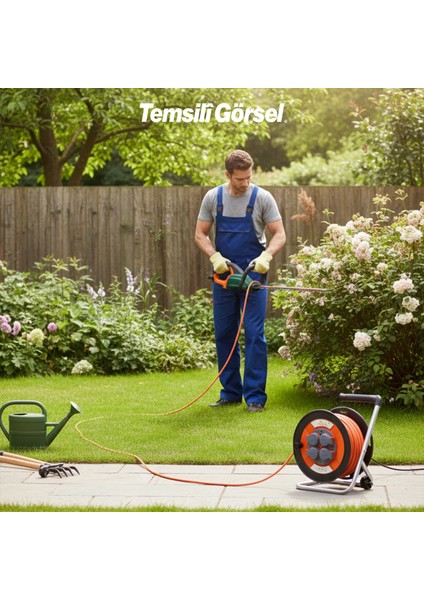 Plastik Makaralı Kablo Uzatma Kablosu % 100 Bakır 40 Metre 3x2.5 mm Termal Sigortalı Seyyar 4 Prizli indirimleri