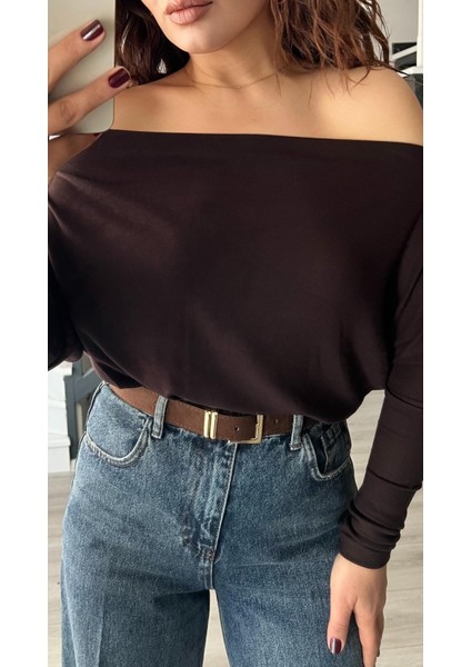 Acı Kahve Modal Düşük Omuz Bluz modelleri
