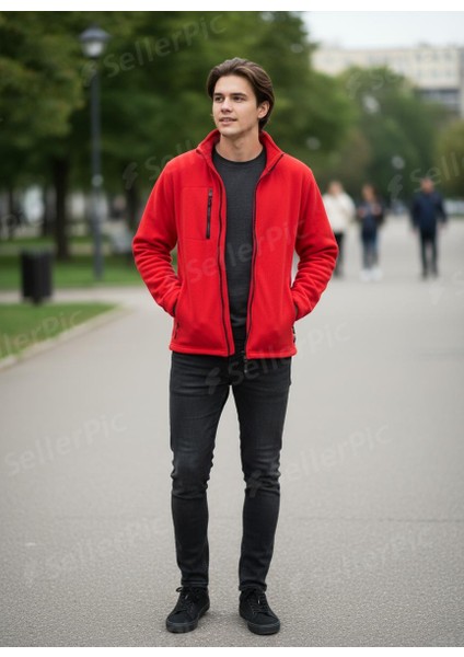 Üç Cepli Tüylenmeyen Anti-Pilling Tam Fermuarlı Unisex Polar