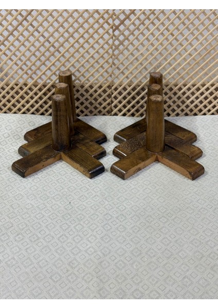 1. Sınıf Gürgen Ağacı 15 cm Koyu Ceviz Mobilya Koltuk Tv Ünitesi Yükseltme Ayakları 6'lı Set