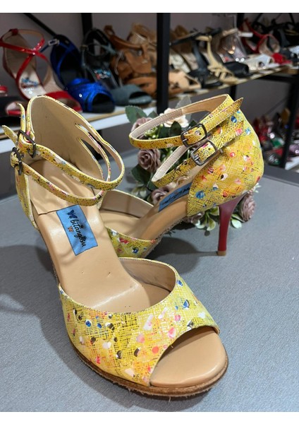 “yellow Art” Bilekten Çift Atkılı Sarı 8,5 cm 11 Pont Kapalı Topuk Tango, Dans ve Salon Ayakkabısı fırsatları