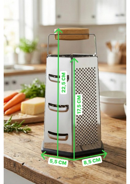 Aitutaki 6 Yönlü Ahşap Saplı Paslanmaz Çelik Rende Mutfak Rendesi fiyatları