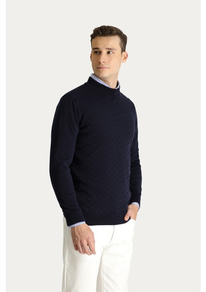 Yarım Balıkçı Yaka Regular Fit Desenli Pamuklu Triko Kazak fiyatları