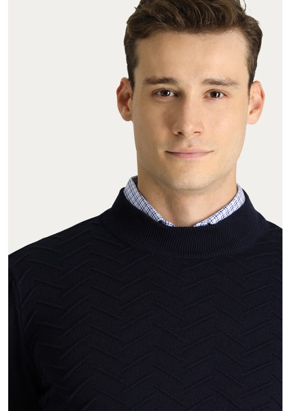 Yarım Balıkçı Yaka Regular Fit Desenli Pamuklu Triko Kazak modelleri