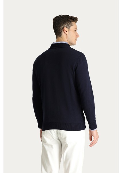 Yarım Balıkçı Yaka Regular Fit Desenli Pamuklu Triko Kazak fırsatları