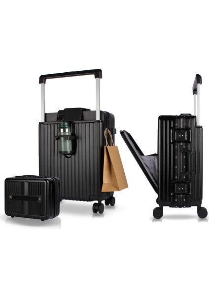 Bold Pc Policarbon 2'li Valiz Seti (Kabin ve Makyaj) Siyah indirimleri