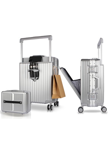 Bold Pc Policarbon 2'li Valiz Seti (Kabin ve Makyaj) Silver indirimleri