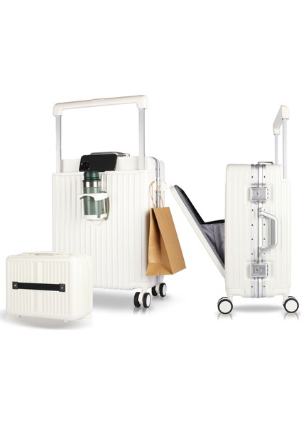 Bold Pc Policarbon 2'li Valiz Seti (Kabin ve Makyaj) Beyaz indirimleri