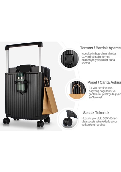 Bold Pc Policarbon Kabin Boy Valiz Siyah