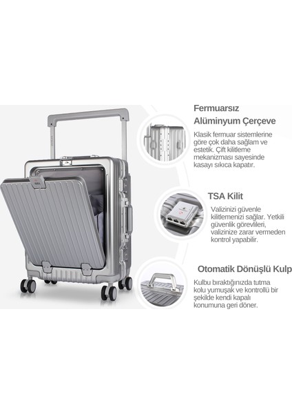 Bold Pc Policarbon Kabin Boy Valiz Silver