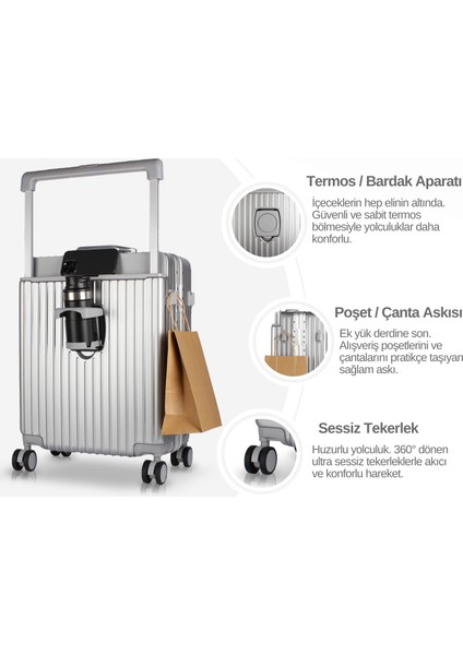 Bold Pc Policarbon Kabin Boy Valiz Silver