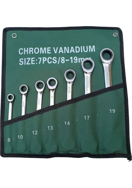 Çift Amaçlı Cırcır Anahtarı 7 Parçalı Kumaş Torba Aynası Anahtarı Açık Uç Anahtar (Yurt Dışından)