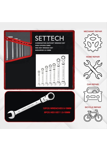 7 Adet Cırcırlama Anahtarı Seti Standart Metrik Kombinasyon Cırcır Anahtarı Araba Onarımı ve Ev Onarımı Için Ayarlanmış (Yurt Dışından) modelleri