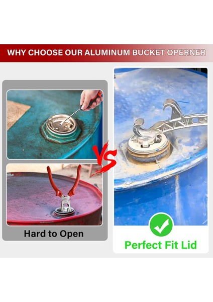 2 Pack Çok Fonksiyonlu Alüminyum Kova Açıcı 5 Galon Kova Açıcı Metal Kova Açıcı Kapak Açıcı Aracı (Yurt Dışından) indirimleri
