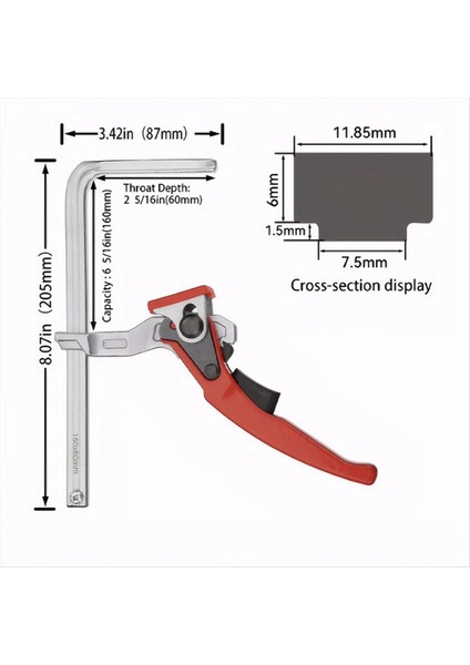 1 Adet Yükseltme F Kelepçesi Sağlam ve Dayanıklı Kılavuz Ray Sistemi El Aleti Hızlı Salınımlı Kelepçe Ray Kelepçesi (Yurt Dışından) fiyatları