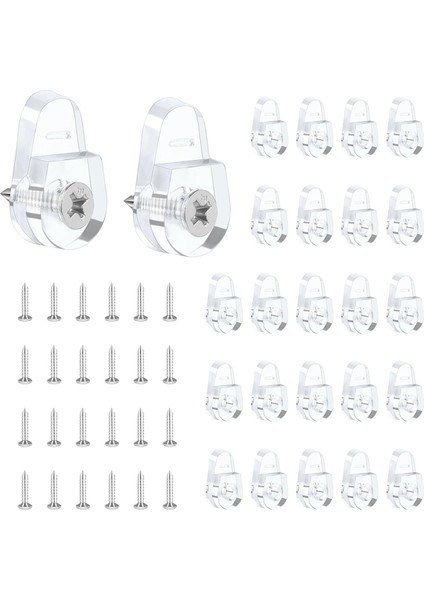 25 Paket Ayna Montaj Klipsleri Kiti Duvar Camı Tutan Klipsler Için Yuvarlak Ayna Askıları Kit Net Ayna Montaj Klipsleri (Yurt Dışından)