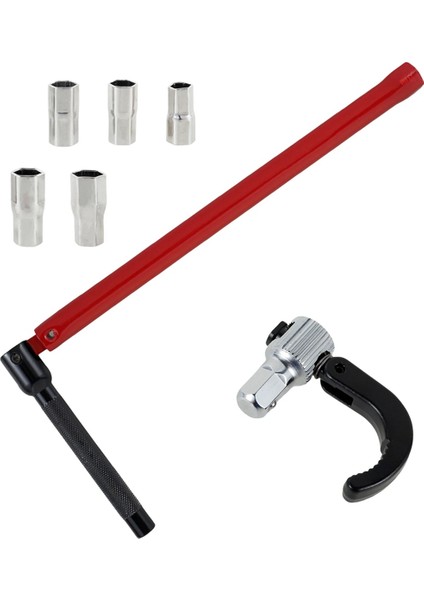 Musluk Anahtarı Karbon Çelik Tesisatçı Soket 5 Yuva ve 1 Chuck Tap Sırt Somun Anahtarı Mutfak Anahtarları A (Yurt Dışından)